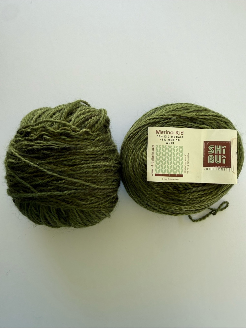 ShiBui Merino Kid Olive Green Yarn - Soft Wool Blend